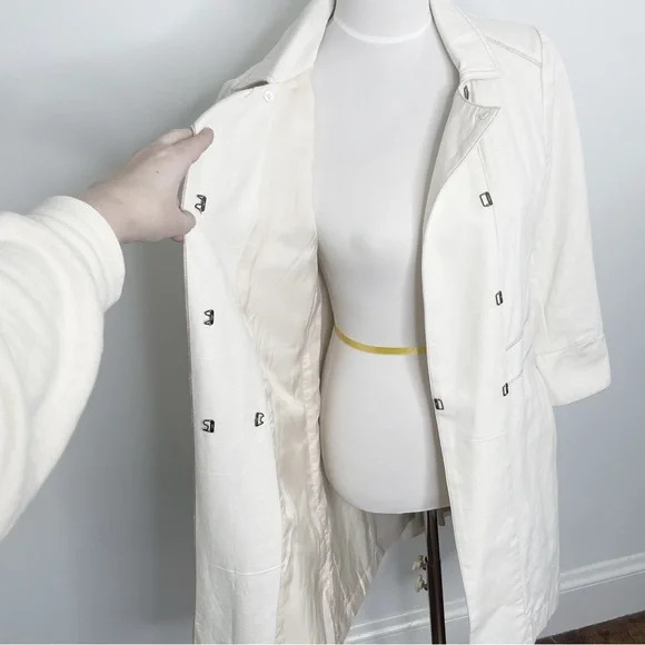 Anthropologie Burning Torch Hand Beaded Embellished Ivory Cotton Jacket Coat